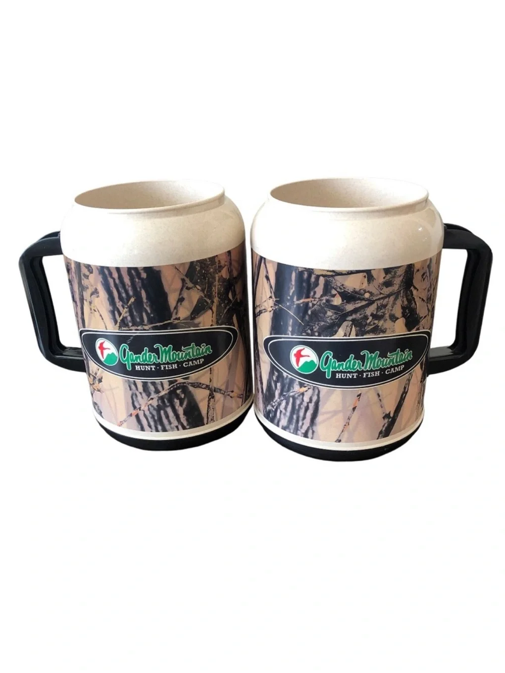 Gander Mountain Vntge Hunt Fish Collectible Camp 64oz Camo Mug Lid outdoors EUC